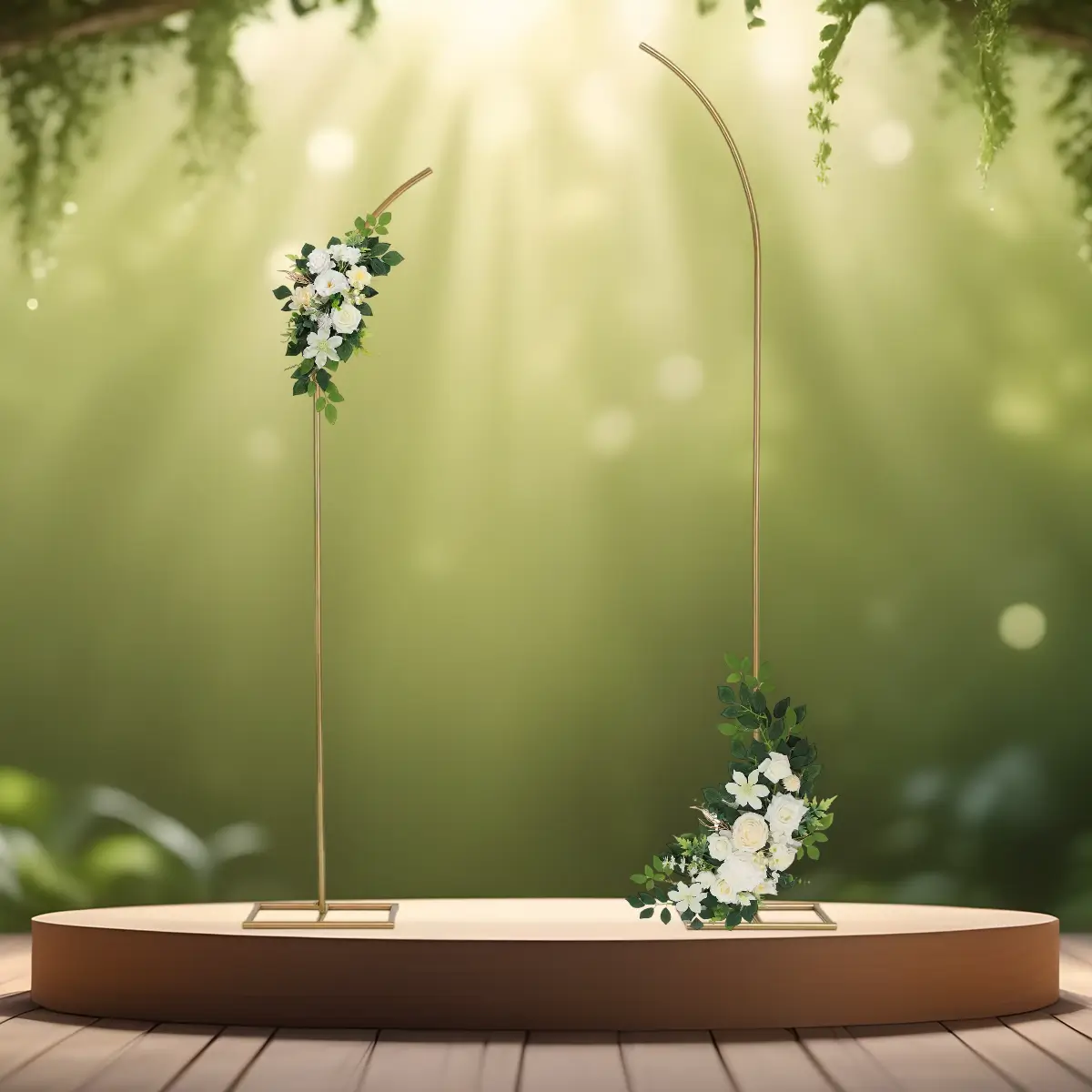 todelt ballonbue stativ - guldfarvet - 1,9 m og 2,4 m med buet top