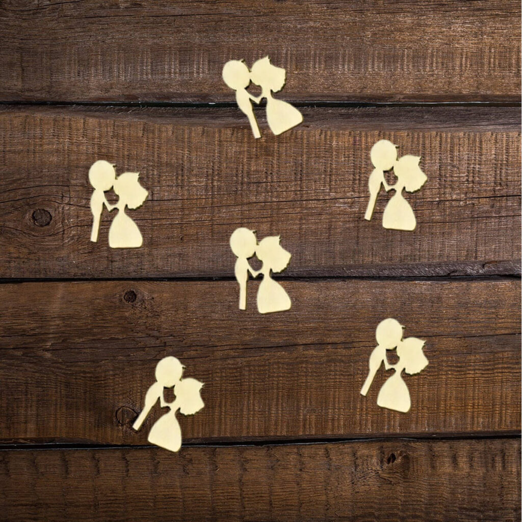 Brudepar i træ konfetti