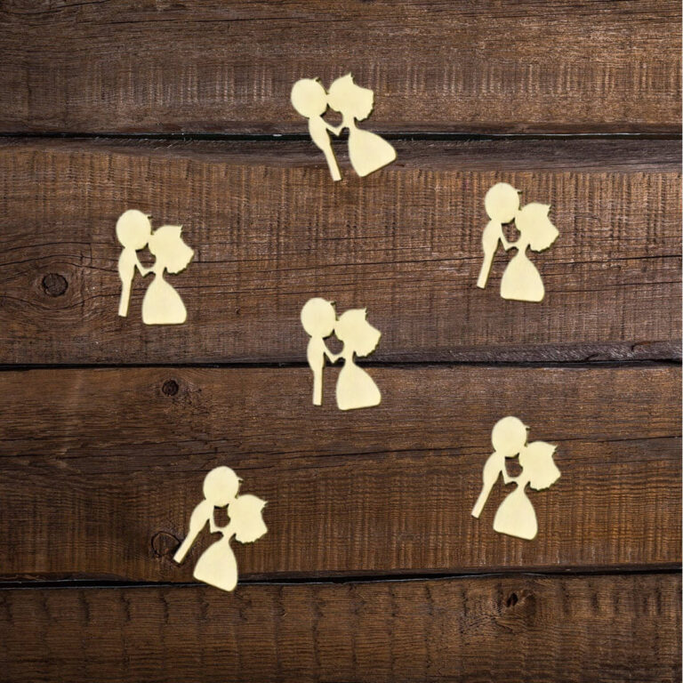 Brudepar i træ konfetti