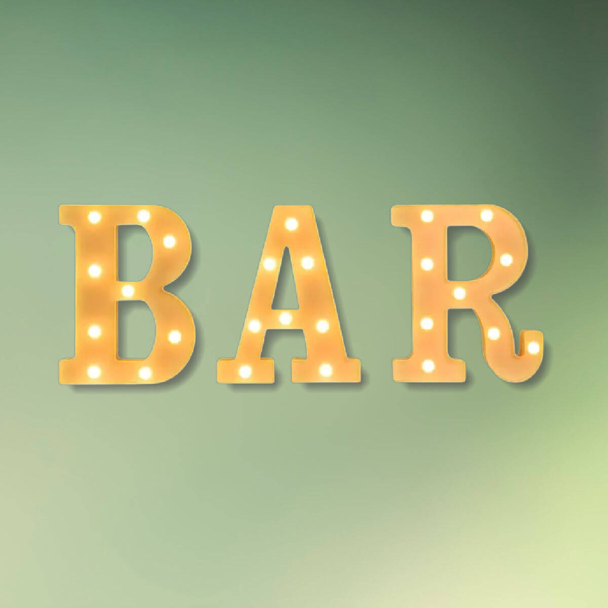 BAR LED-lysskilt til batterier grøn baggrund (1) LED bar skilt med varmt hvidt lys