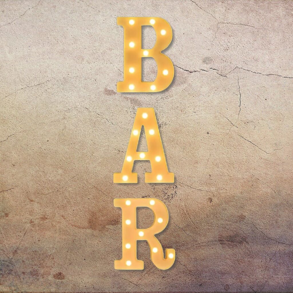 LED bar skilt med varmt hvidt lys