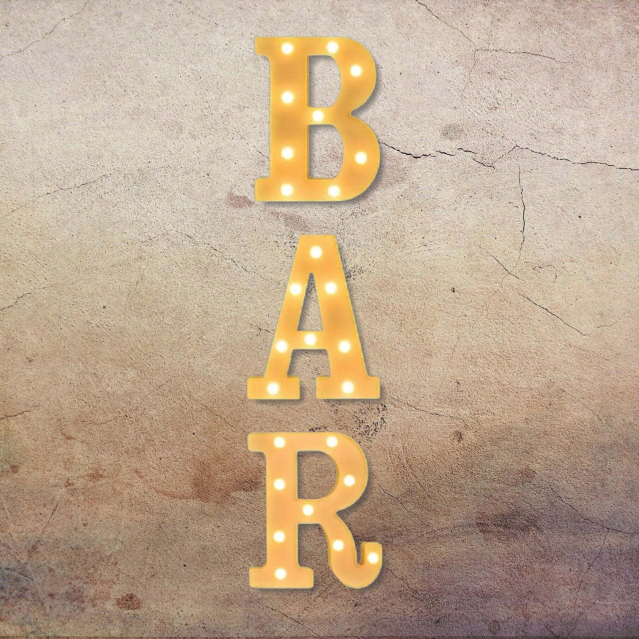 BAR LED-lysskilt til batterier på væg lodret (1) LED bar skilt med varmt hvidt lys