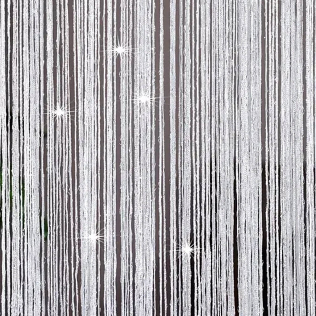 sølvfarvet glitter gardin