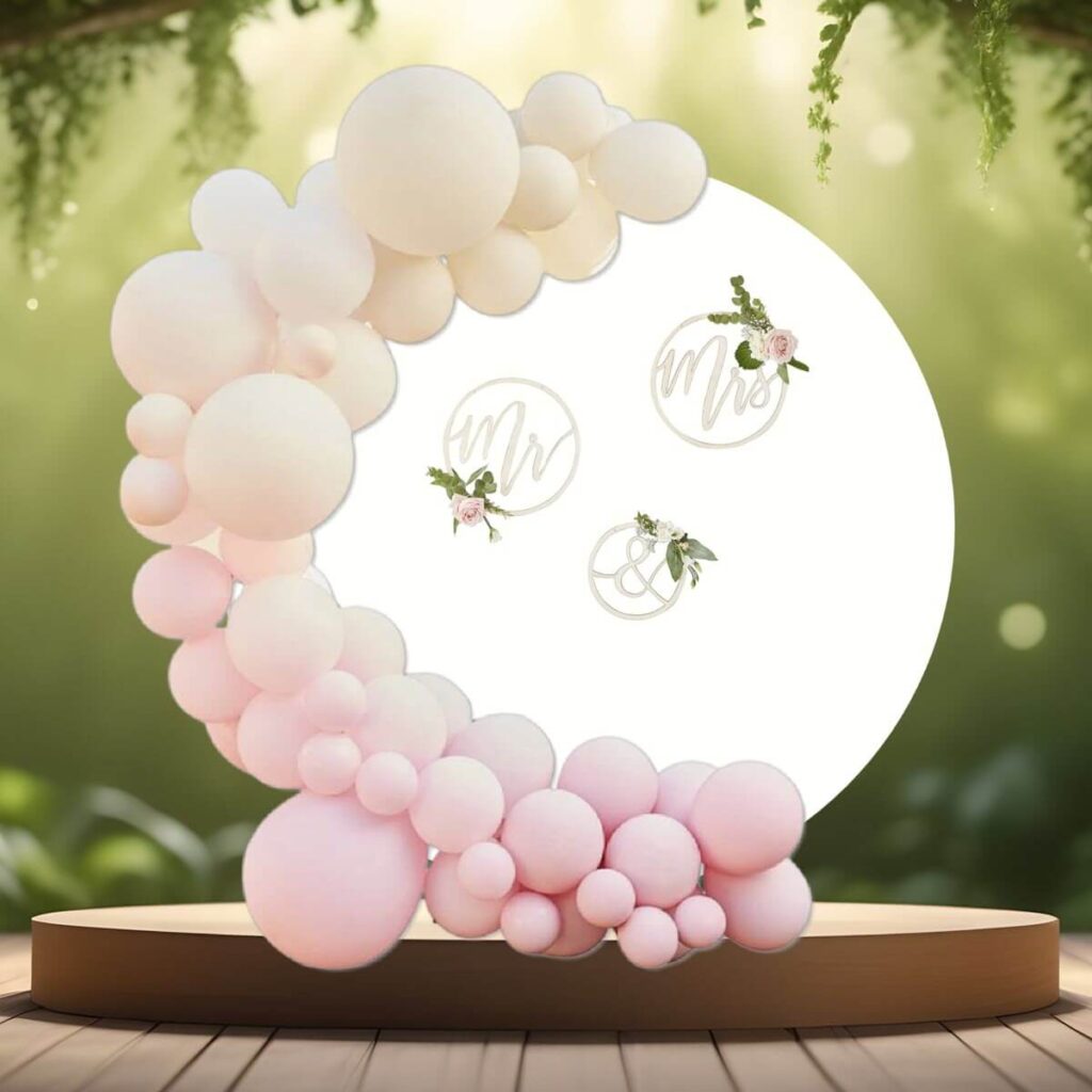 baggrundsdækken til rundt backdrop stativ hvid med pynt