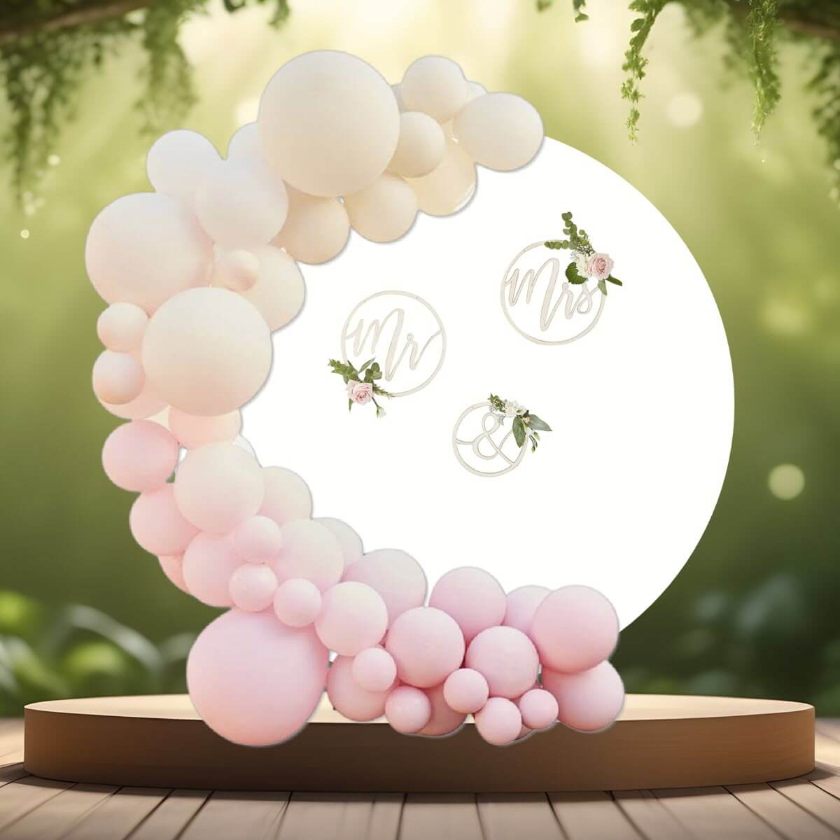 baggrundsdækken til rundt backdrop stativ hvid med pynt