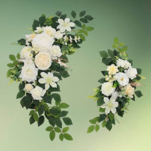 hvide kunstige blomster dekorationer - blomster til vielsesbuer og backdrops - kunstige blomster til velkomstskilt - blomster til bryllup