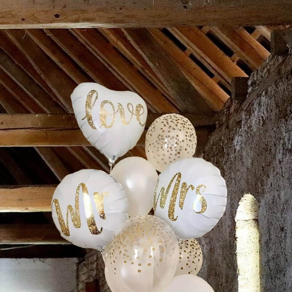 Sæt med bryllupsballoner - folieballoner