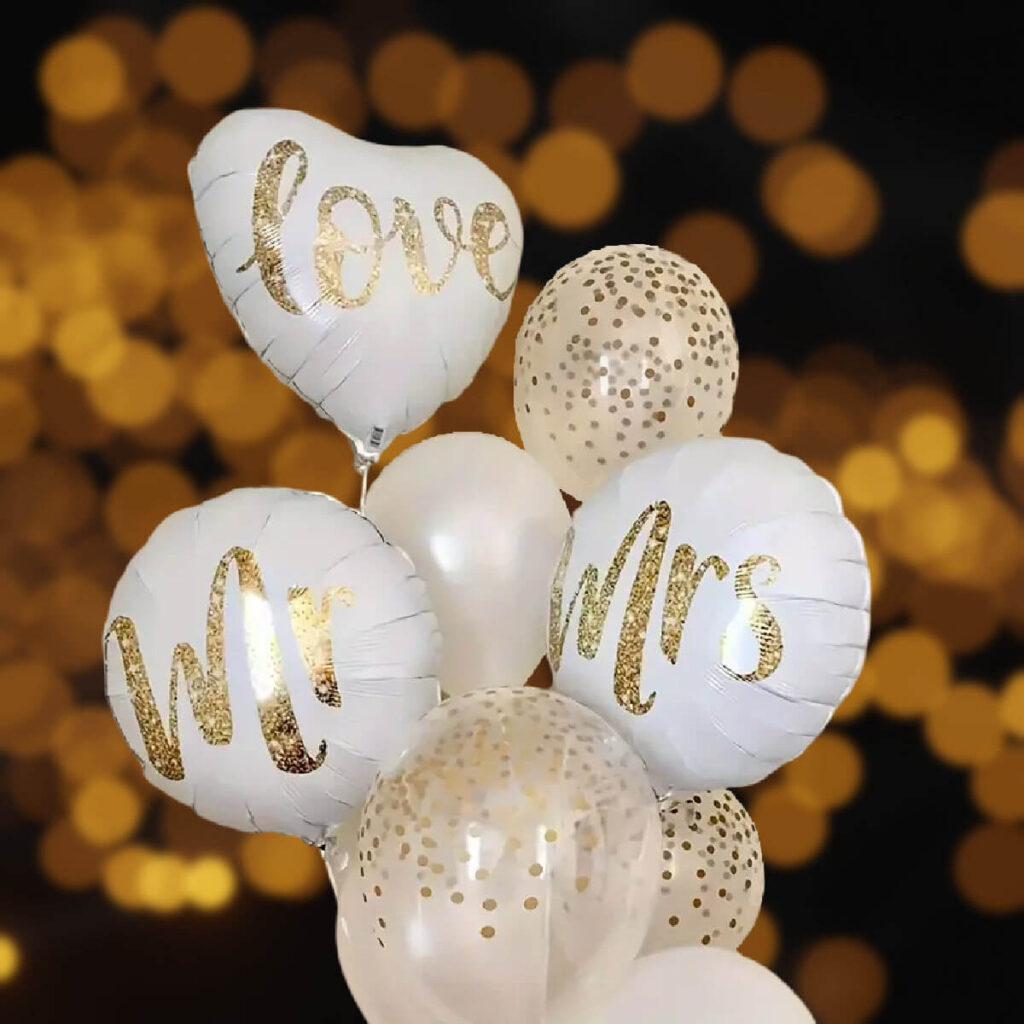 Sæt med bryllupsballoner - folieballoner - ballon