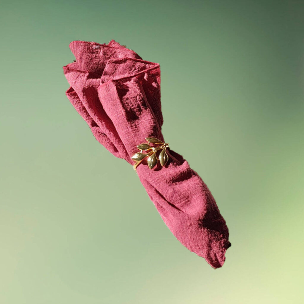 servietringe med blade - guldfarvet