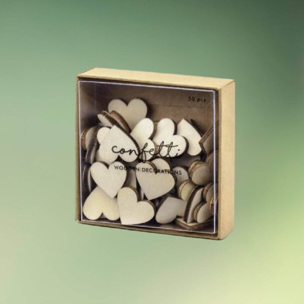hjerte konfetti i træ