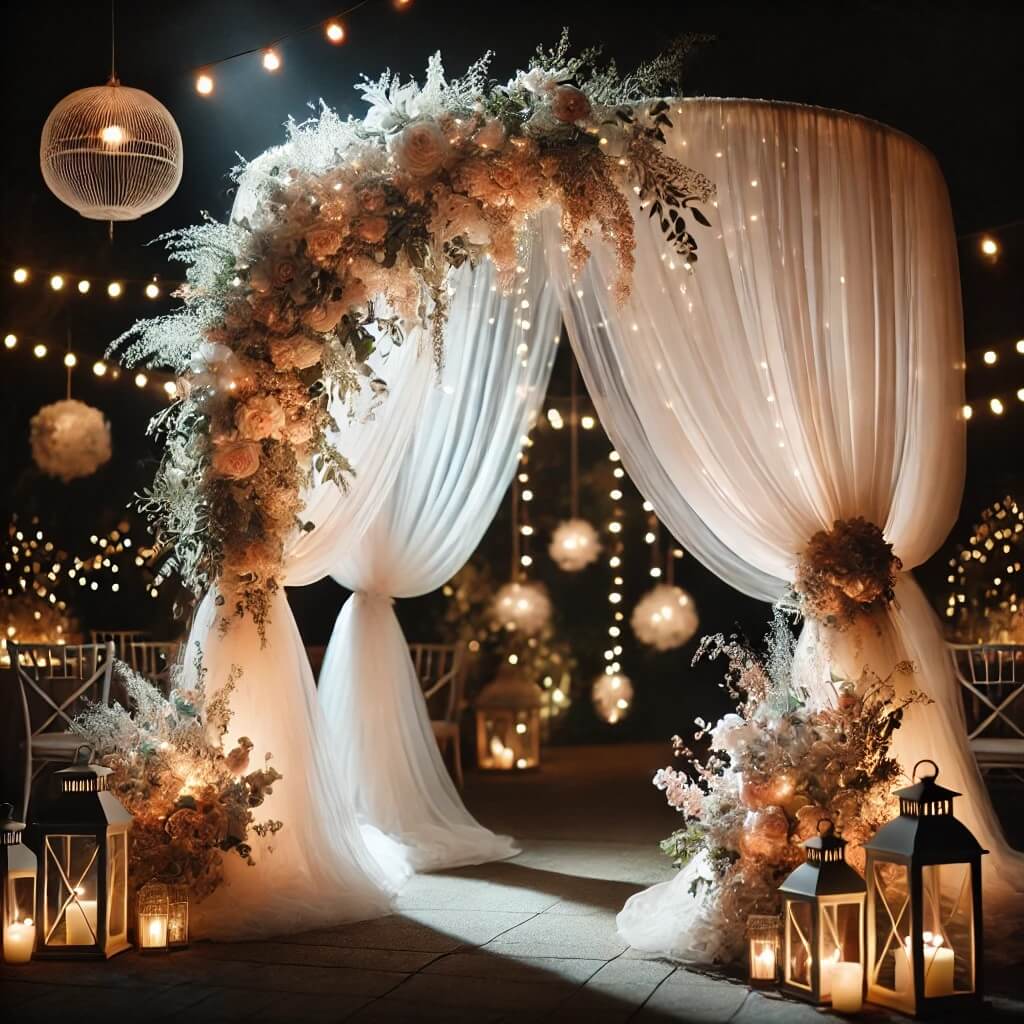 Vielsesbue nat med lys