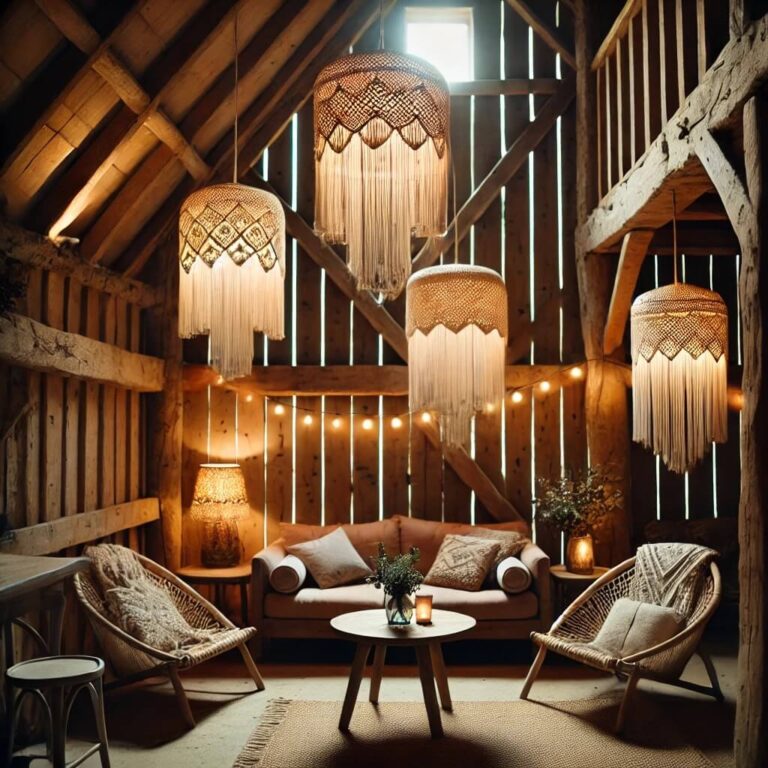 macrame lamper i loungemiljø i lade - fest