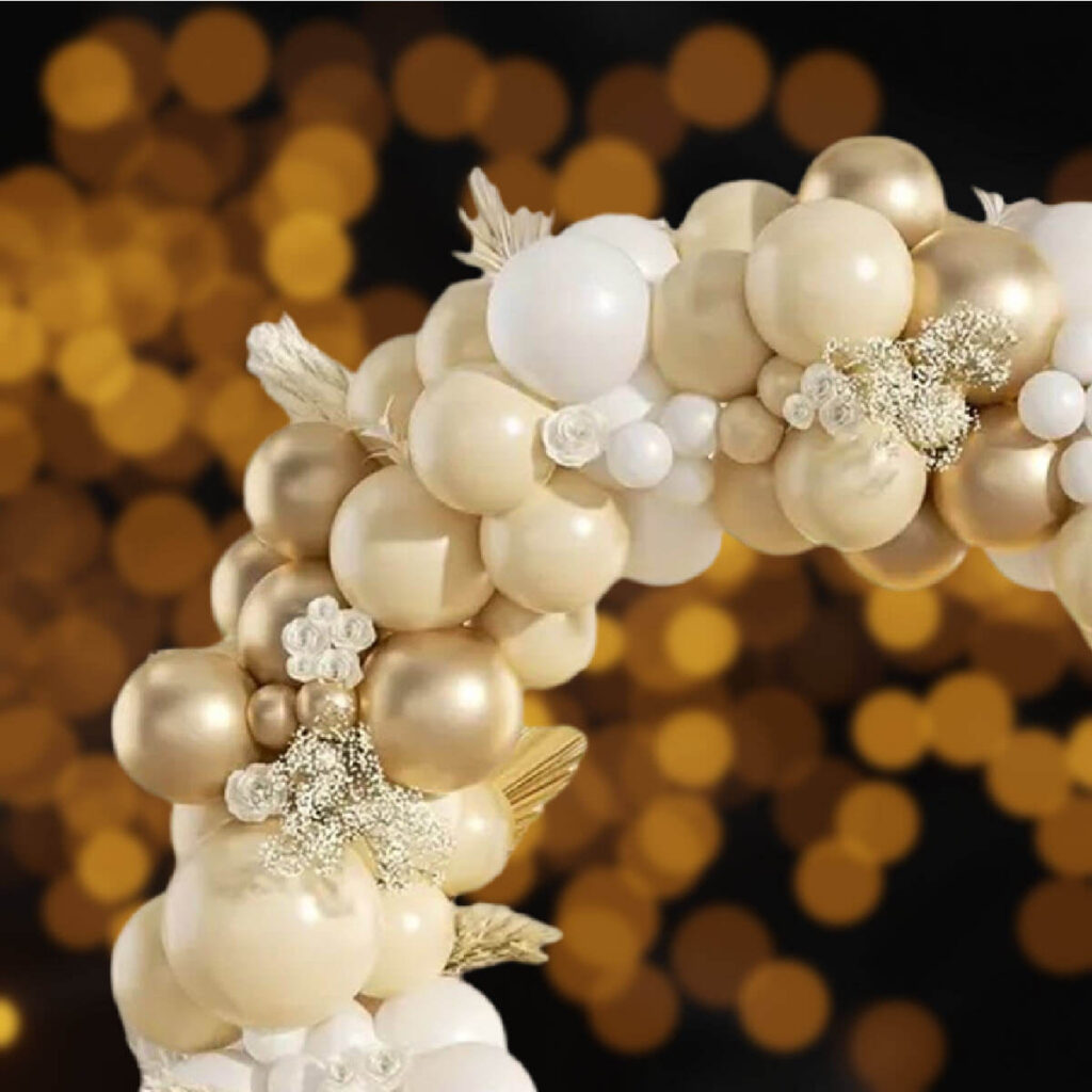 ballonbue kit - hvid, sand og guld - 119 balloner