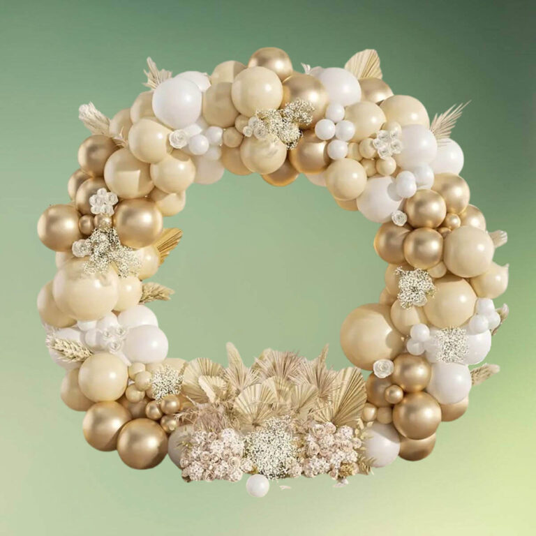 ballonbue kit - hvid, sand og guld - 119 balloner