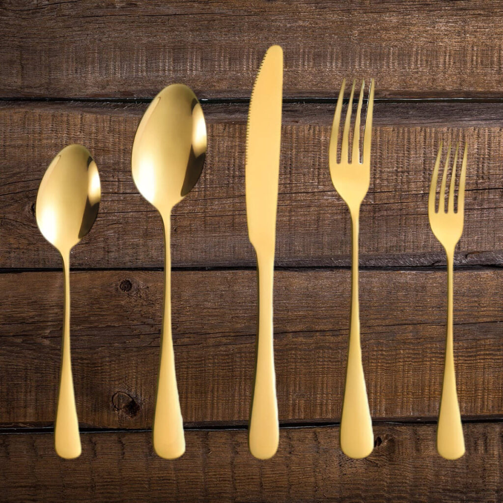 Guldbestik glat - rustfri stål guld bestiksæt