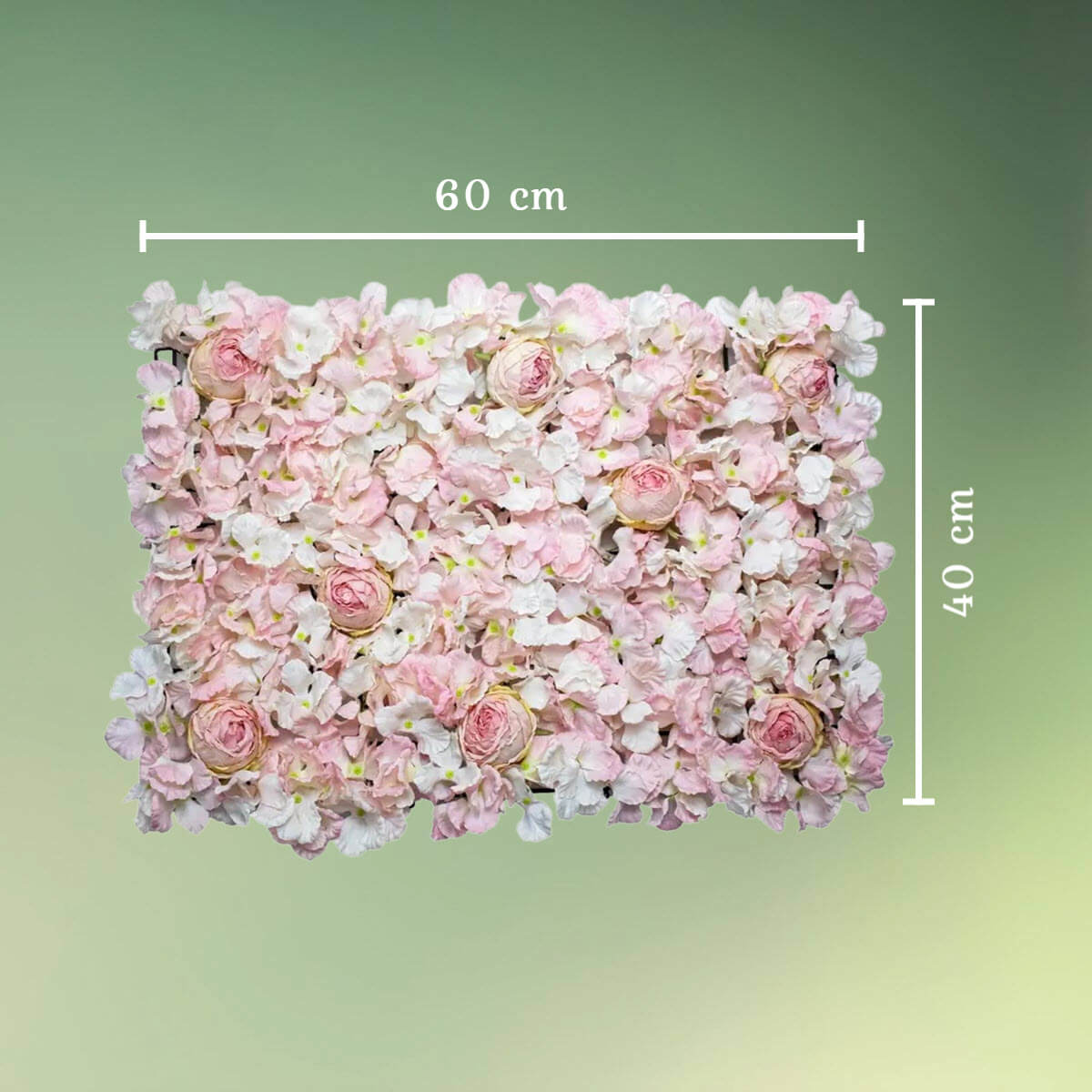 kunstig blomstervægpanel - lyserød mål (1) Blomstervæg panel lyserød 40 x 60 cm