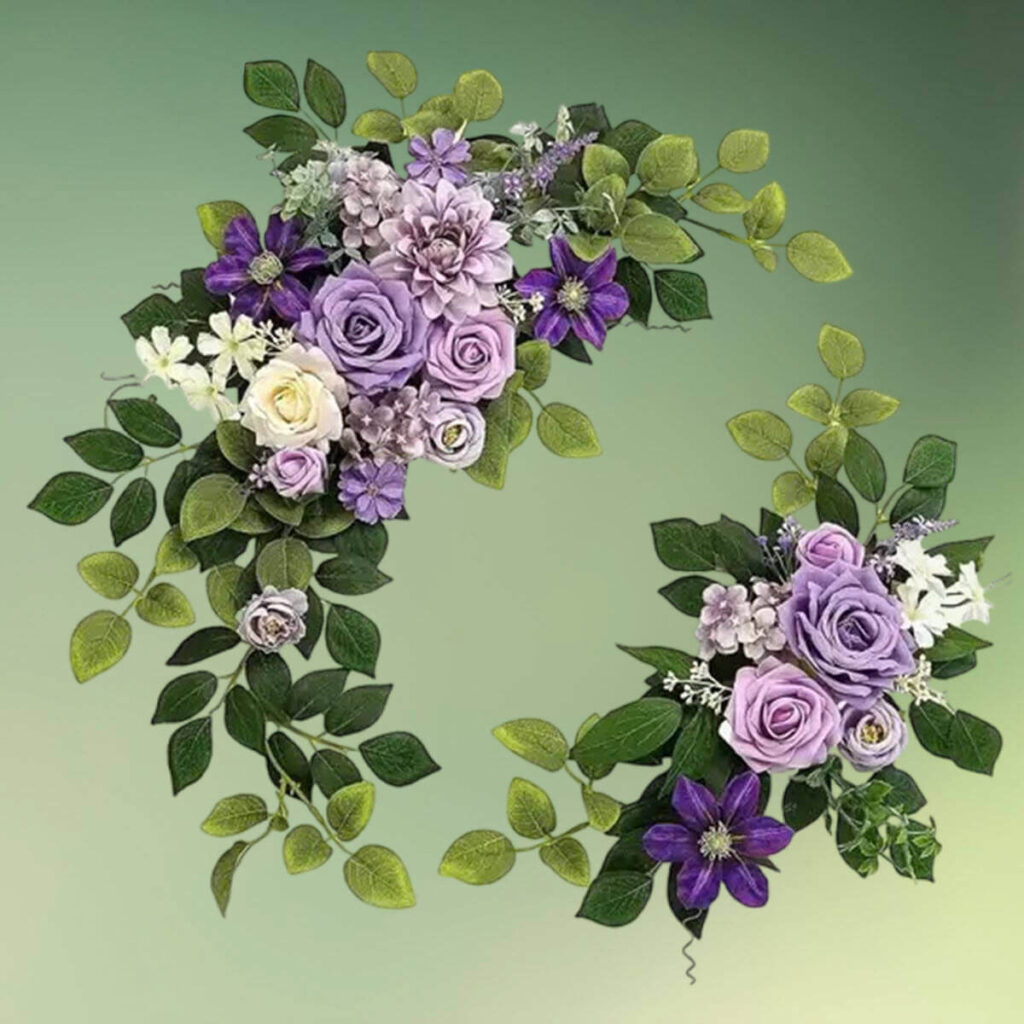 lilla kunstige blomster dekorationer - blomster til vielsesbuer og backdrops - kunstige blomster til velkomstskilt - blomster til bryllup