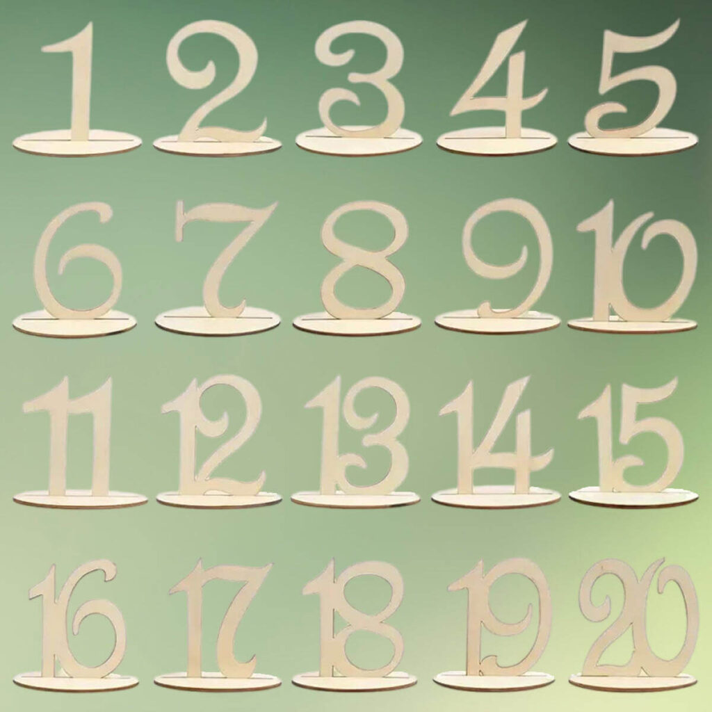 bordnumre i træ med fod 1-20