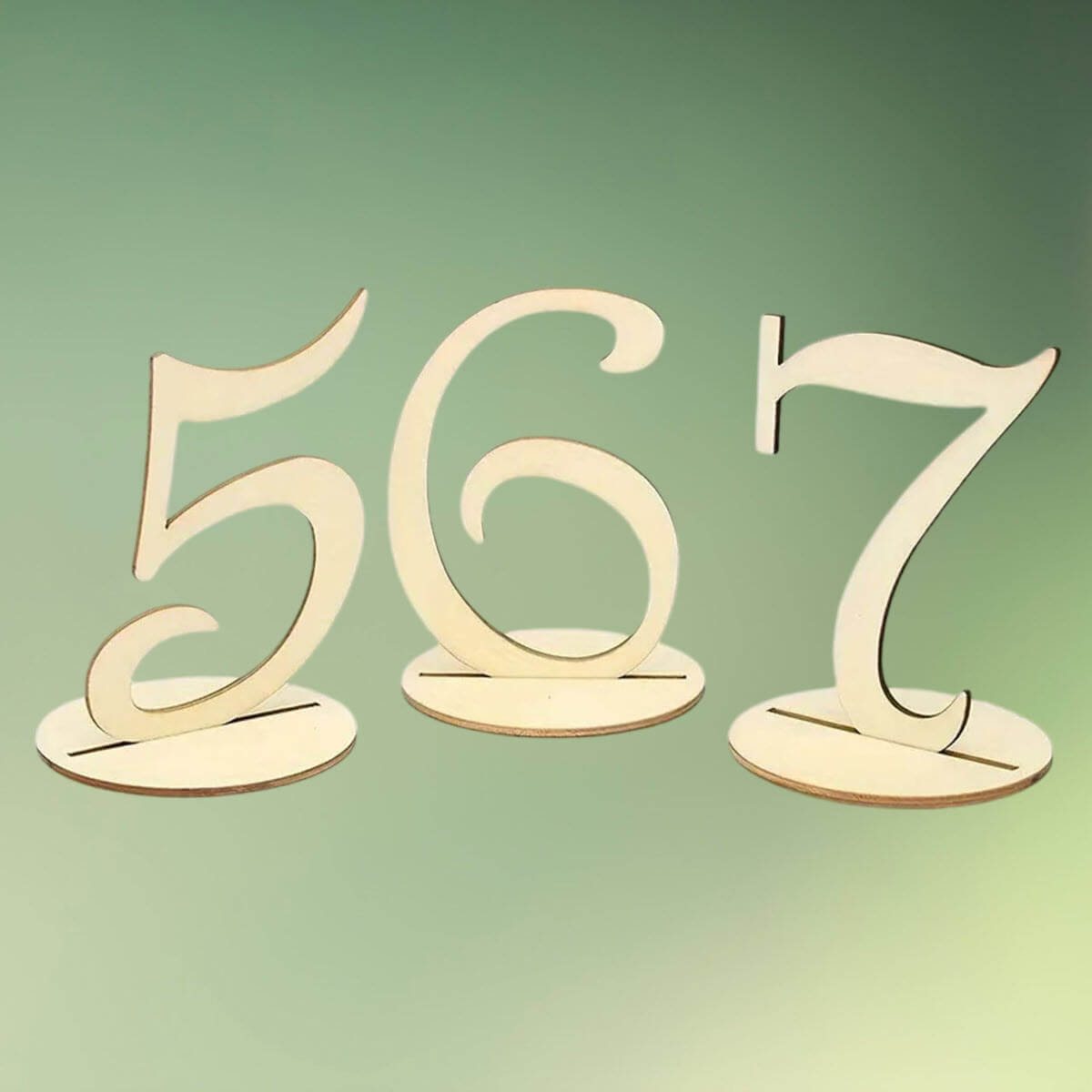 Bordnumre i træ 5 6 7 grøn b (1) bordnumre i træ med fod 1-20