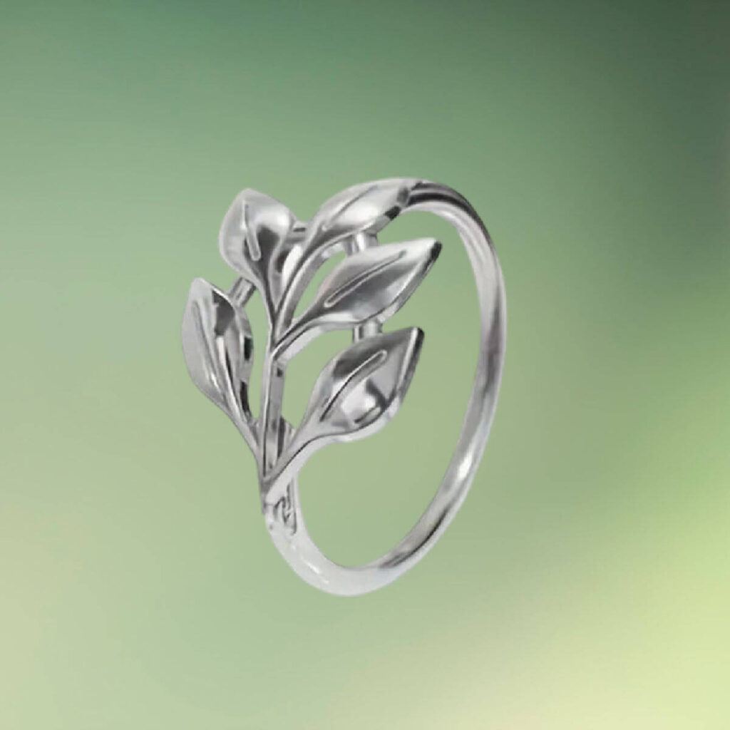 servietringe med blade - sølvfarvet