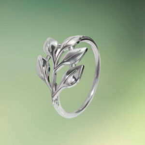 servietringe med blade - sølvfarvet