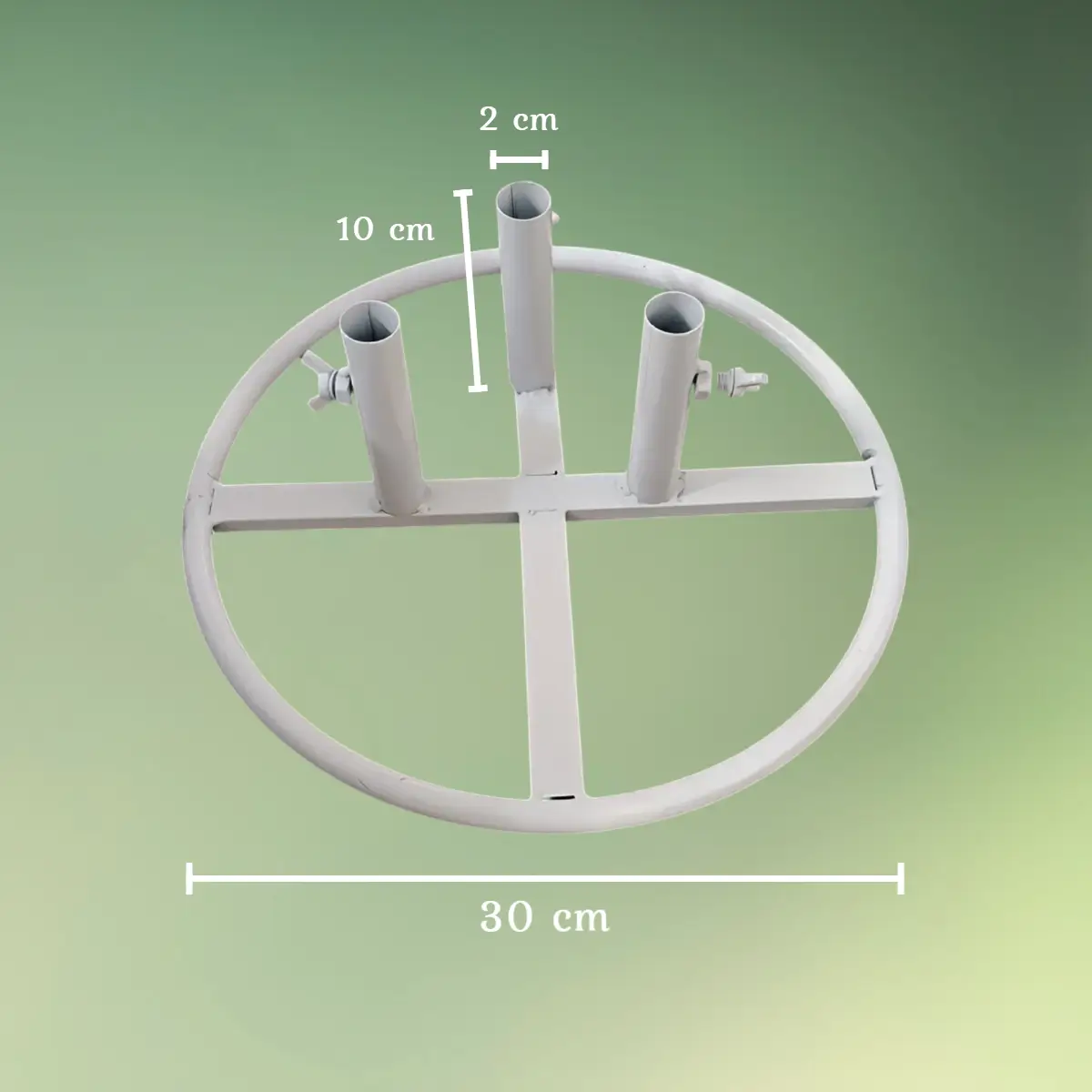 3-hulsfod stativ til kæmpeblomster hvid - mål (1) lej stativ til store blomster - 3-huls base - hvid