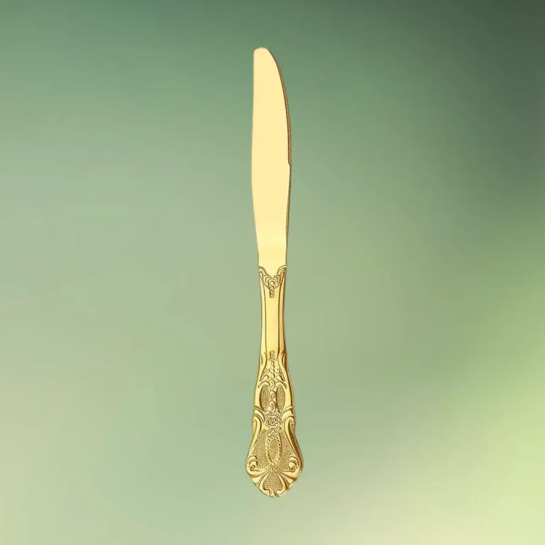 Guldbestik med mønster - Royal crown guld bestiksæt - kniv