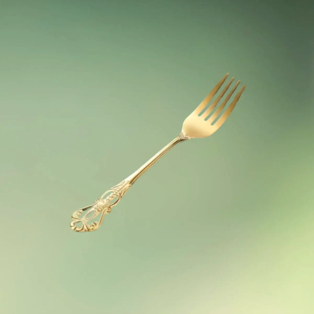 Guldbestik med mønster | Kagegaffel | Lille gaffel | Rustfri stål | Royal crown guld bestiksæt