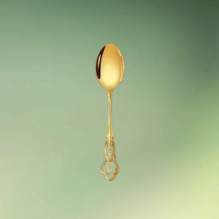 Guldbestik med mønster | Teske | Lille ske | Rustfri stål | Royal crown guld bestiksæt