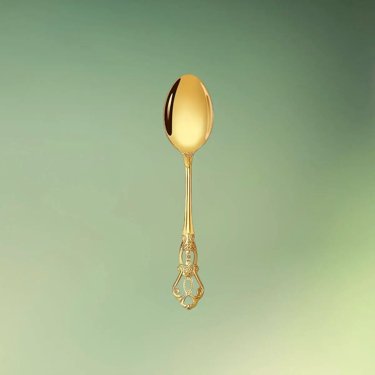 Guldbestik med mønster | Teske | Lille ske | Rustfri stål | Royal crown guld bestiksæt