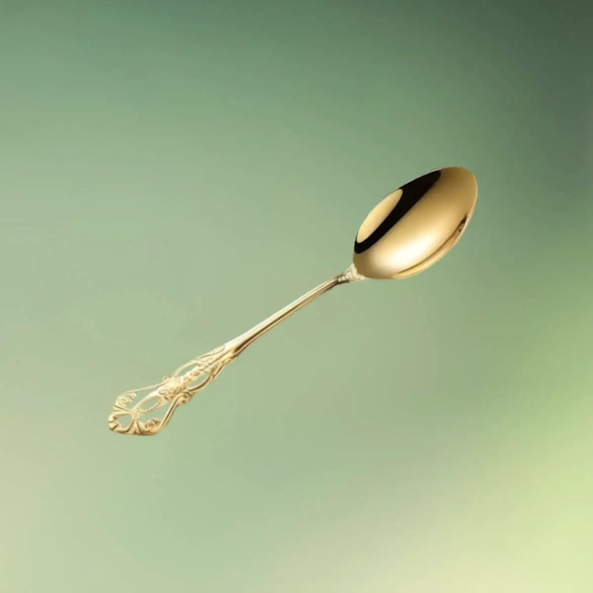 Guldbestik med mønster | Teske | Lille ske | Rustfri stål | Royal crown guld bestiksæt