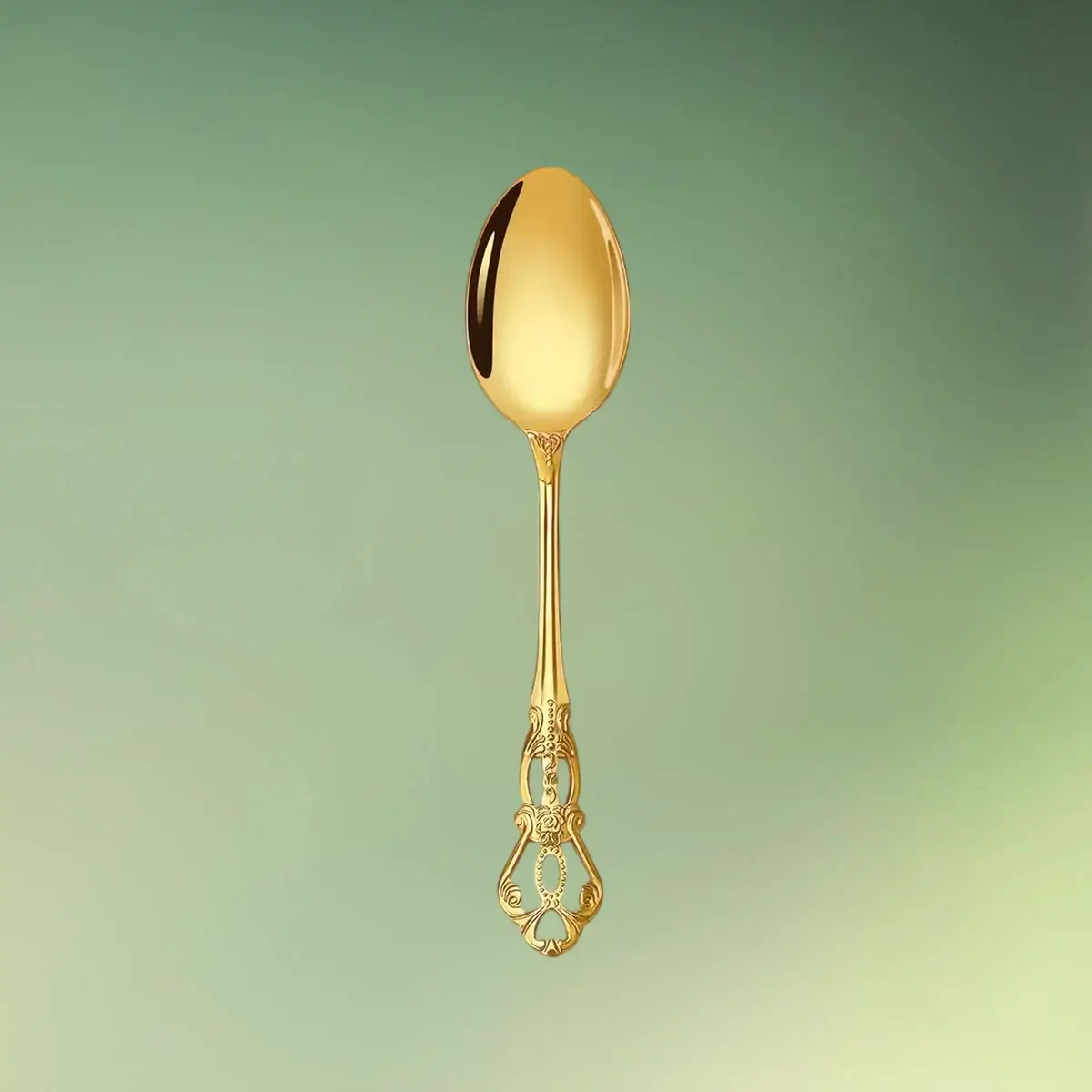 Guldbestik med mønster | Spiseske | Rustfri stål | Royal crown guld bestiksæt