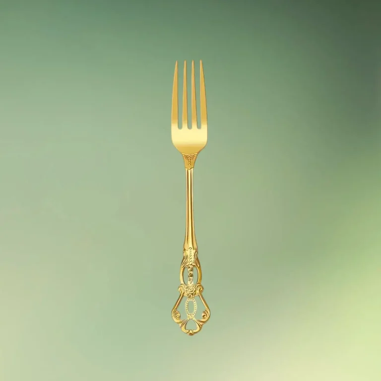 Guldbestik med mønster | Gaffel | Rustfri stål | Royal crown guld bestiksæt