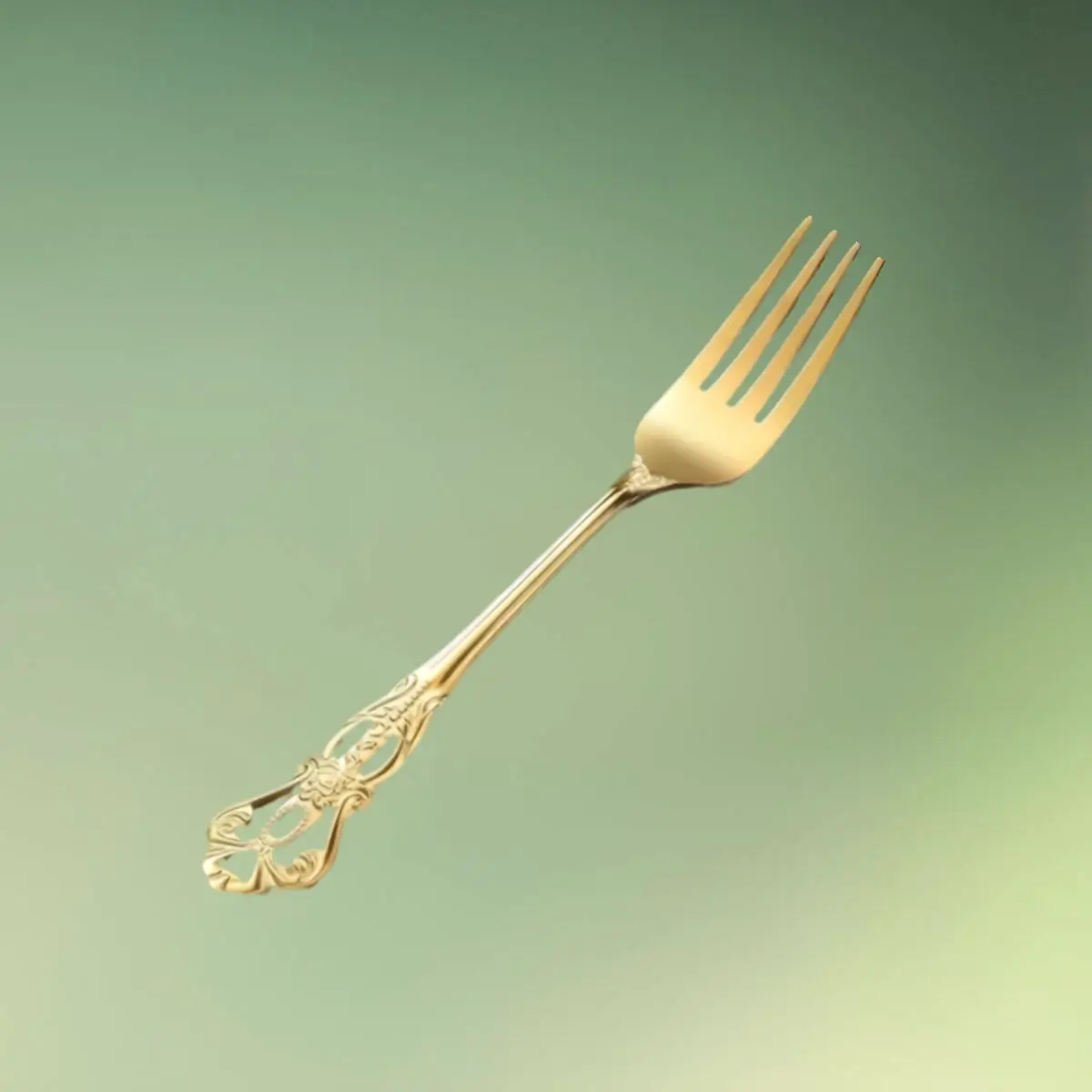 Guldbestik med mønster | Gaffel | Rustfri stål | Royal crown guld bestiksæt