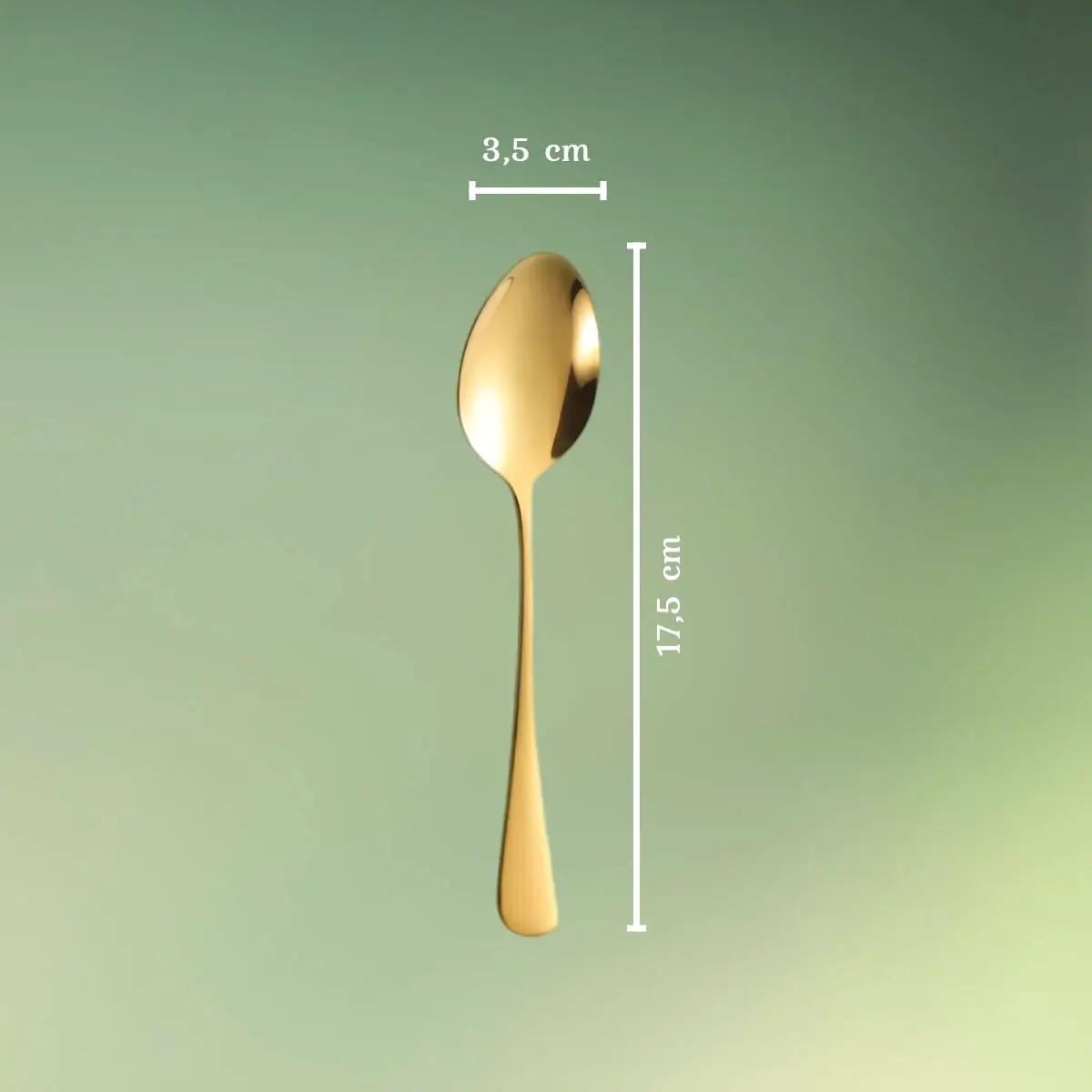 60 stk. rustfrit stål bestik, guld glat - teske mål (1) Guldbestik | Teske | Lille ske | Rustfri stål | Glat & blank guldske