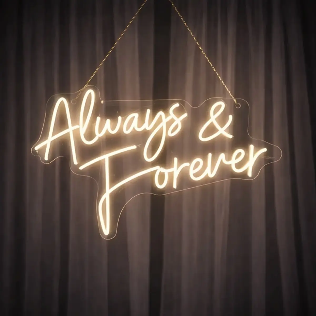 lej LED lysskilt | "Always & forever" | Varm hvid | Dæmpbart neonskilt