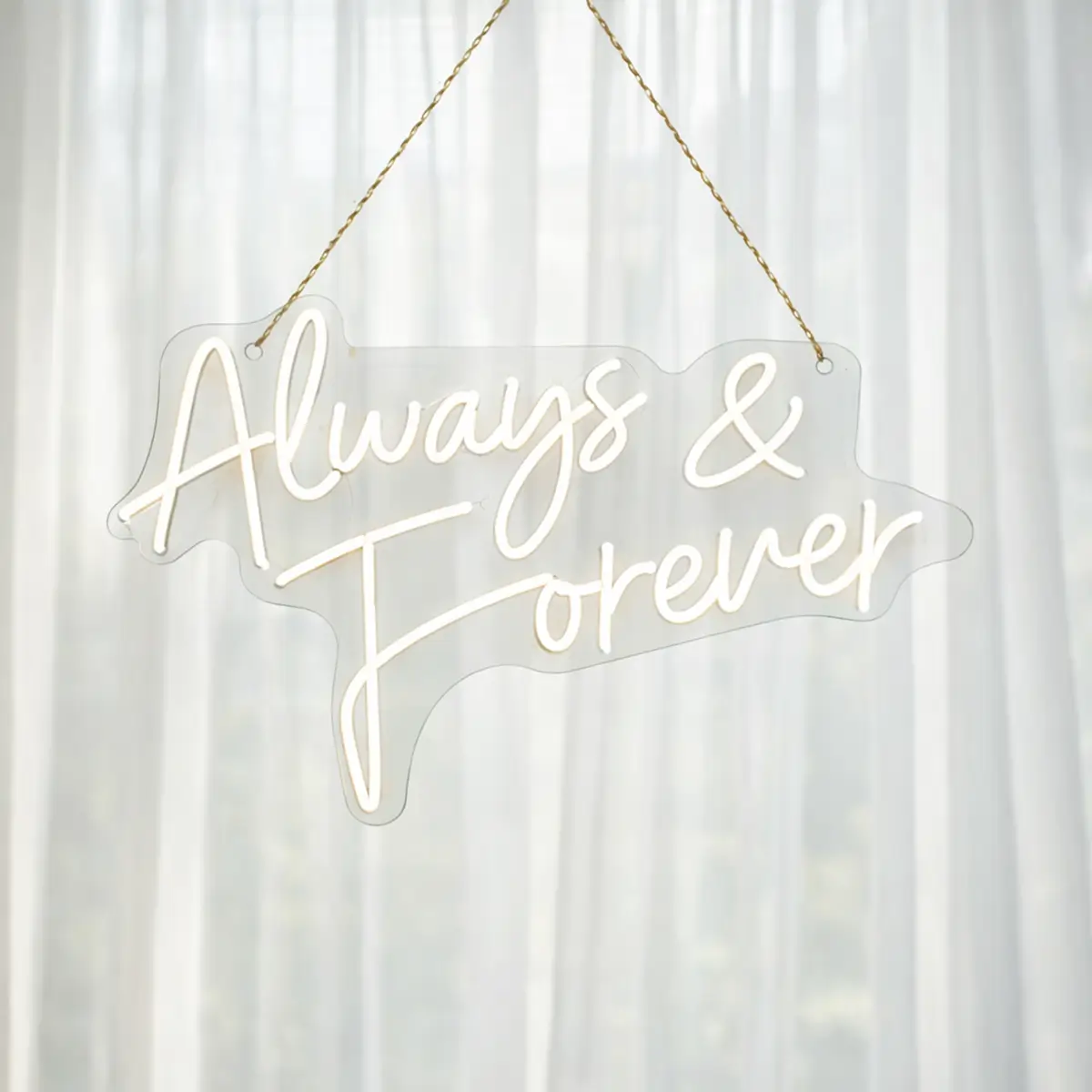 lej LED lysskilt | "Always & forever" | Varm hvid | Dæmpbart neonskilt