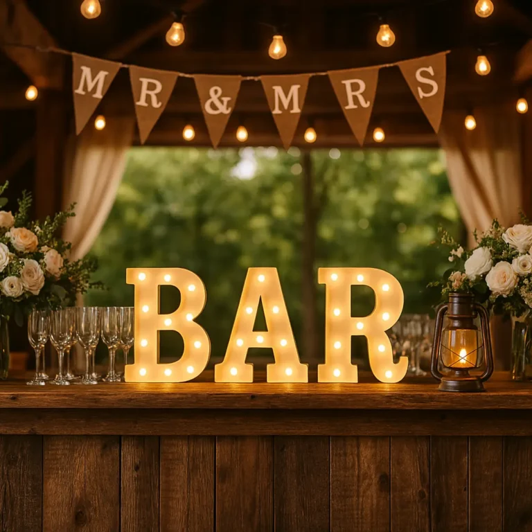 LED bar skilt med varmt hvidt lys