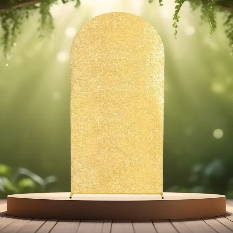 lej Ballonbue stativ | Vielsesbue | Guldfarvet | XL | 2 x 1 m med guld pailet betræk