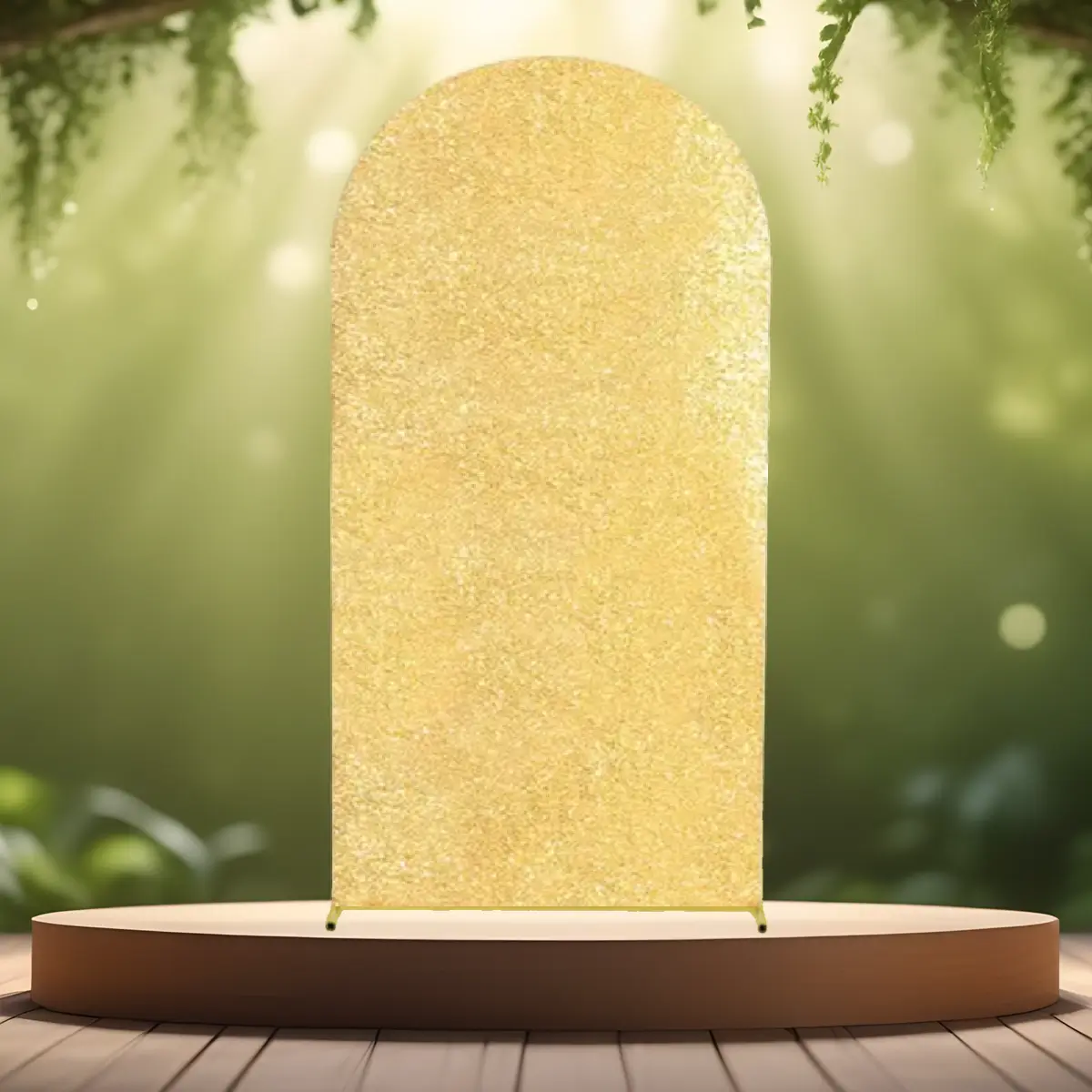 lej Ballonbue stativ | Vielsesbue | Guldfarvet | XL | 2 x 1 m med guld pailet betræk