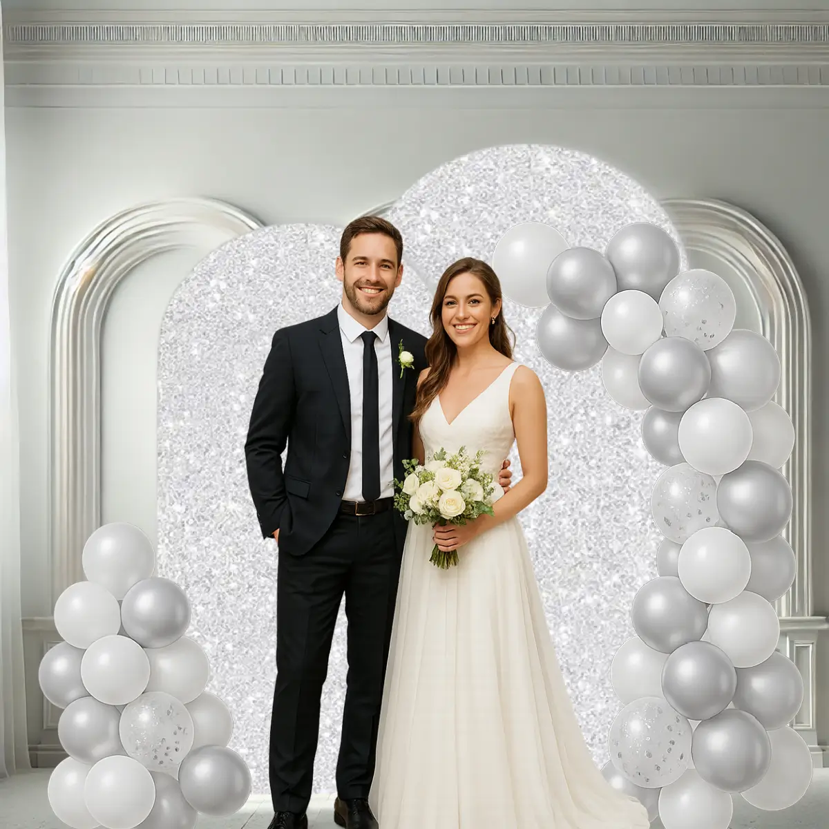 lej Betræk til buet backdrop stativ - sølv