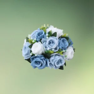 lej Kunstige blomster halvkugler med roser | Blomster til stativer | Hvid-Blå