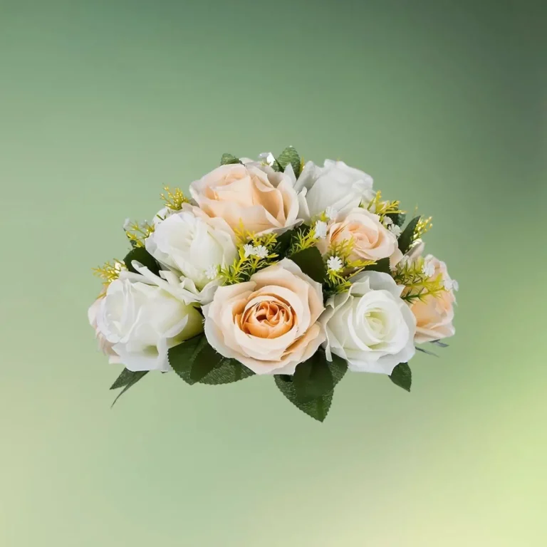 lej Kunstige blomster halvkugler med roser | Blomster til stativer | Hvid-Creme