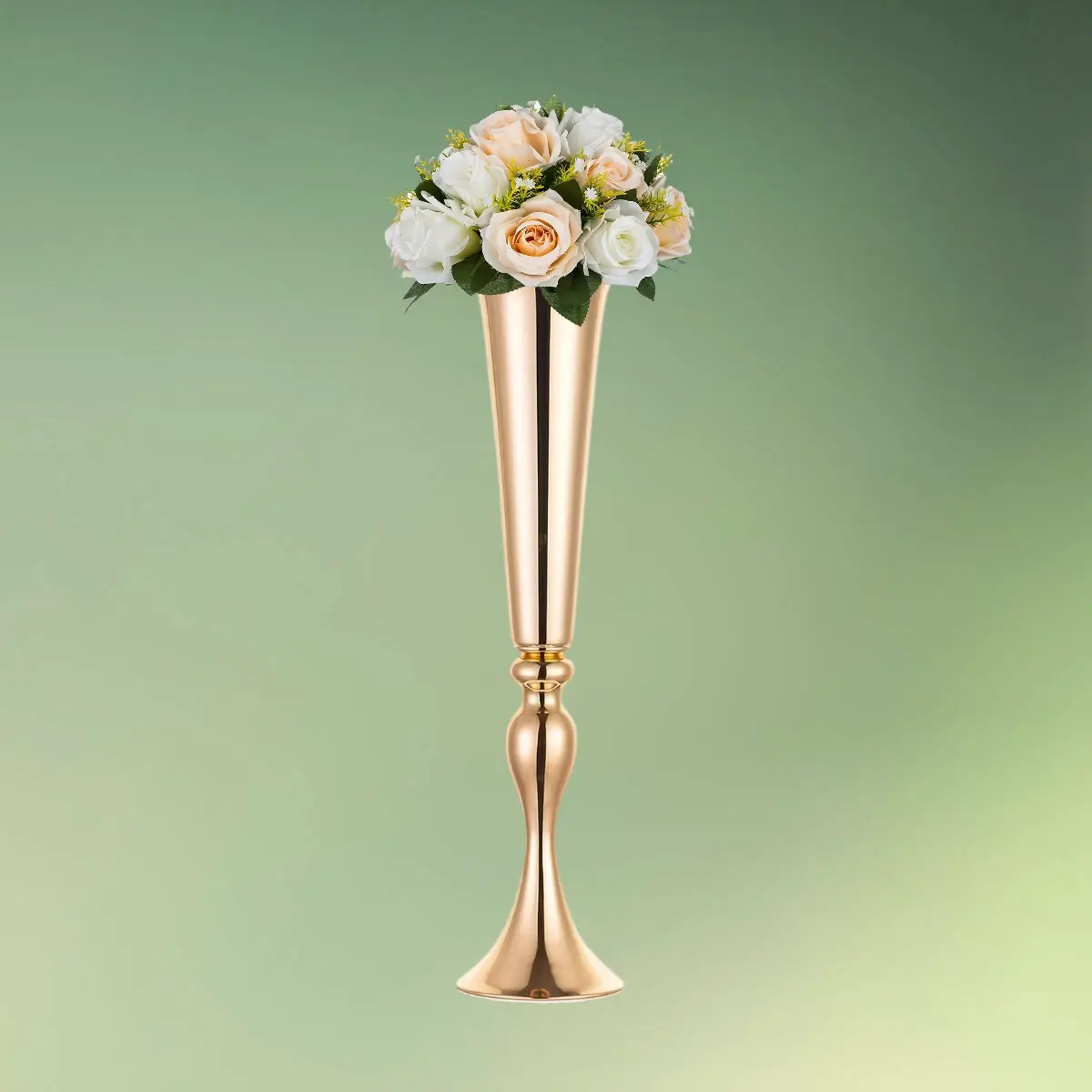 lej Kunstige blomster halvkugler med roser | Blomster til stativer | Hvid-Creme