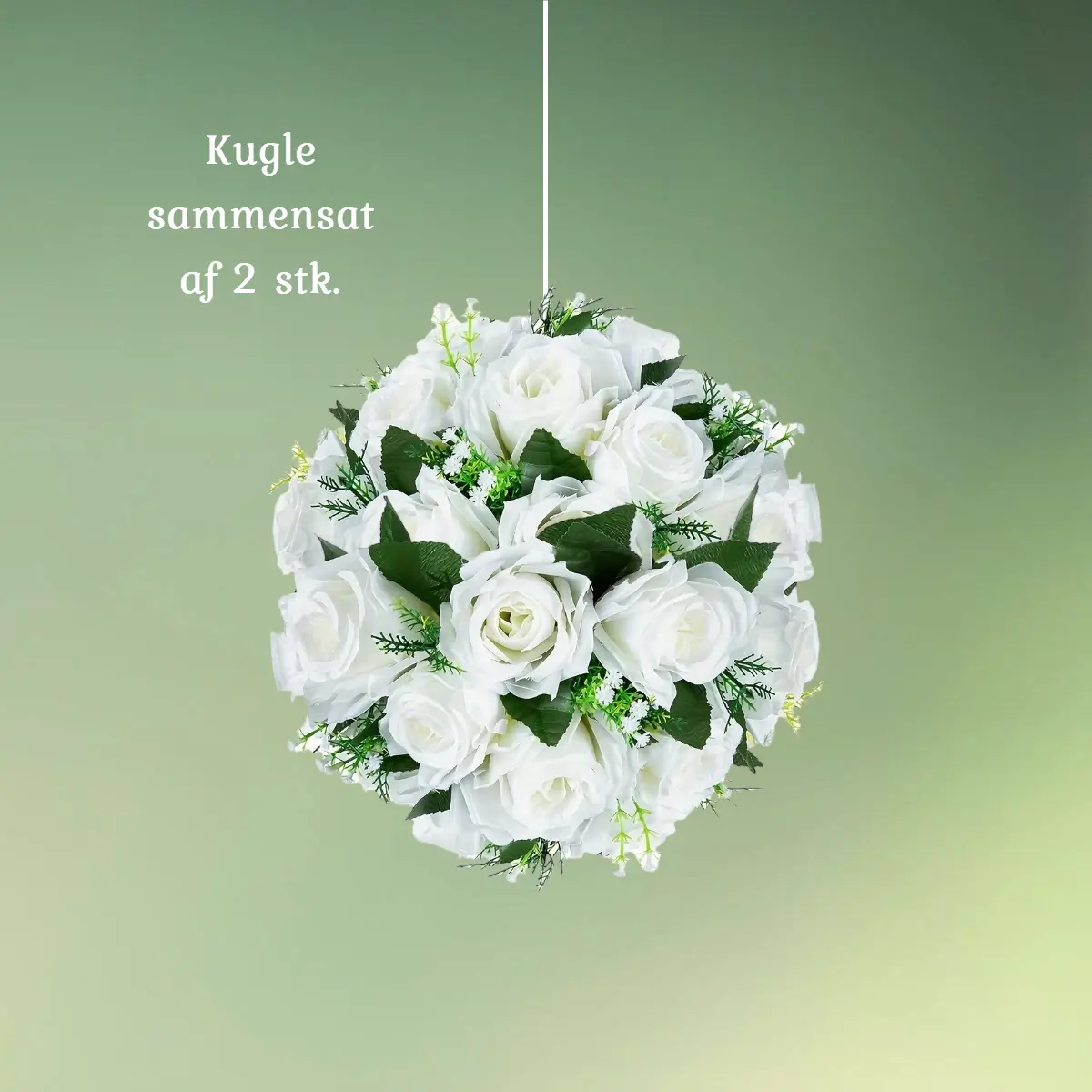 Blomsterkugle med roser hvid kugle (1) lej Kunstige blomster halvkugler med roser | Blomster til stativer | Hvid