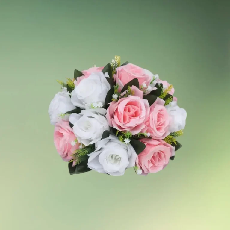 lej Kunstige blomster halvkugler med roser | Blomster til stativer | Hvid-Pink