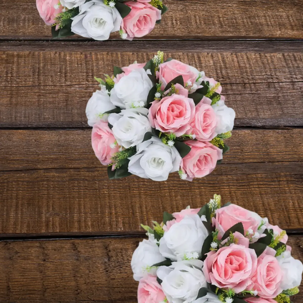 lej Kunstige blomster halvkugler med roser | Blomster til stativer | Hvid-Pink