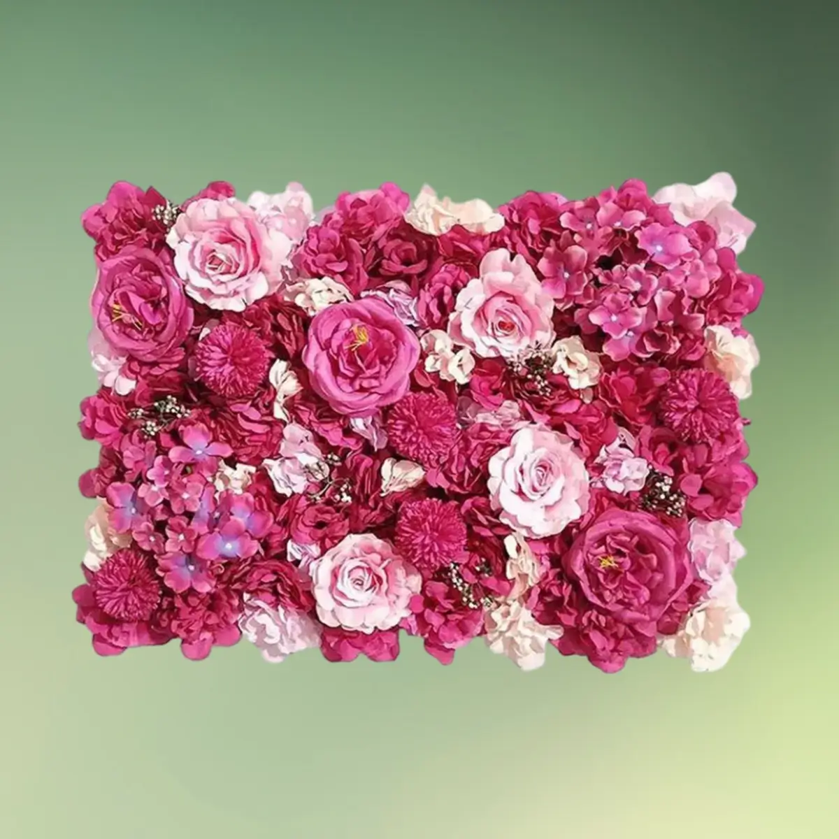 Blomstervæg panel deluxe med roser, pæoner, hortensia og chrysantemum - pink delight 1 (1) lej Blomstervæg panel | Deluxe | Pink delight | Kunstig blomster backdrop