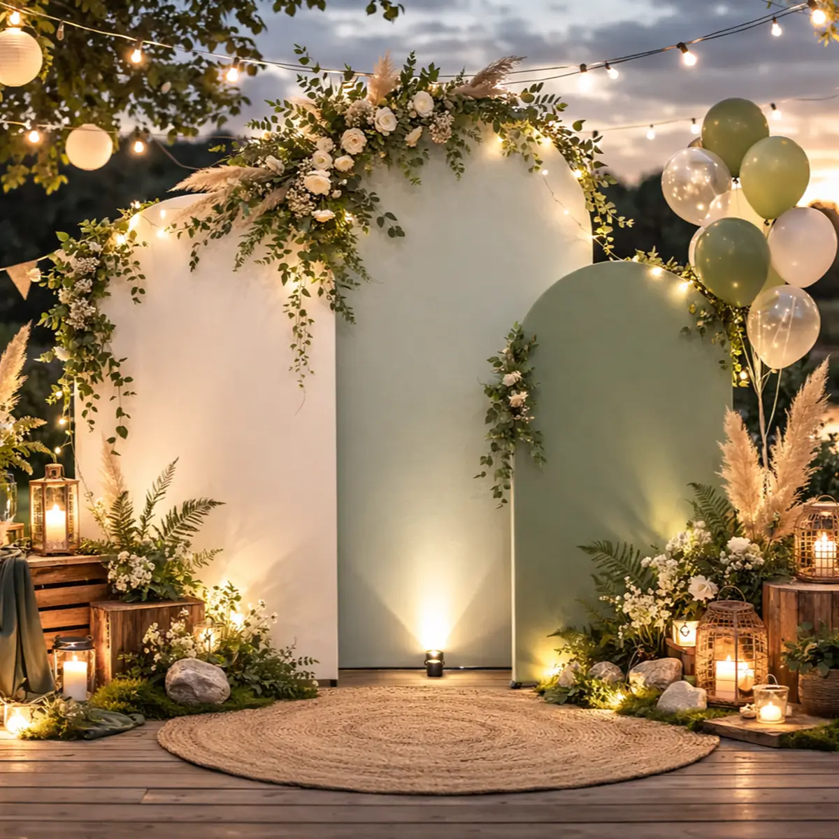 lej Betræk til buet backdrop stativ | Natur grøn | Sæt med 3 betræk