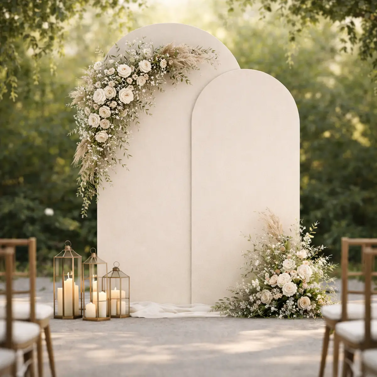 lej Betræk til buet backdrop stativ | Khaki brun & Creme | Tosidet backdrop overtræk | Flere str.